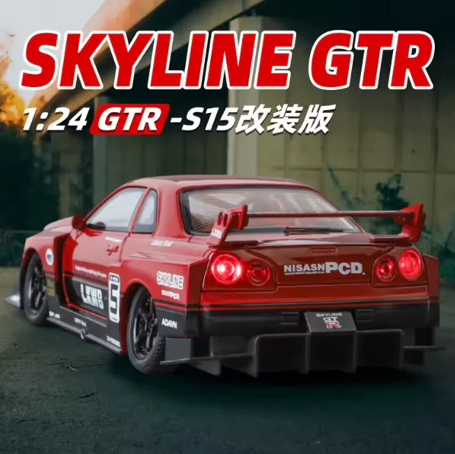 1:24 Diecast Nissan Skyline GTR-R34 S15 Model Car - Image 9