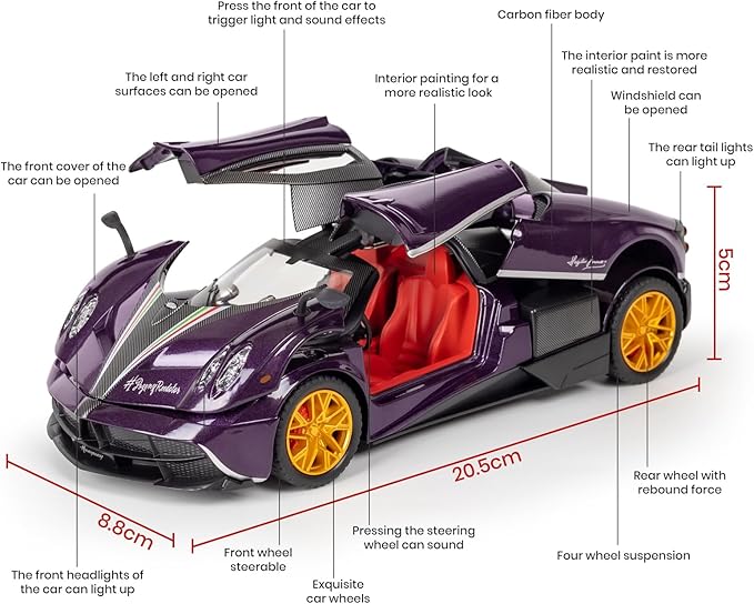 1:24 Diecast Pagani Huayra Model Car - Image 3