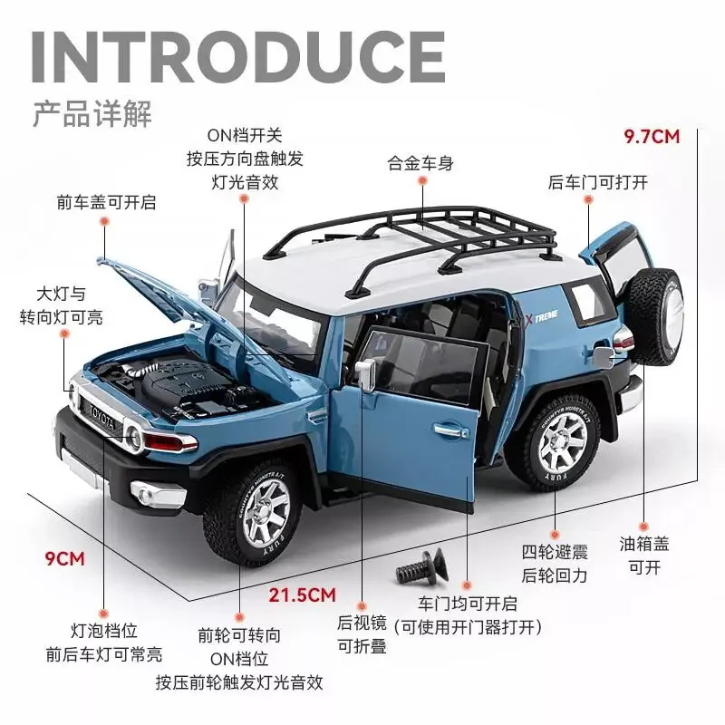 1:24 Diecast Toyota FJ Cruiser SUV Model - Image 9