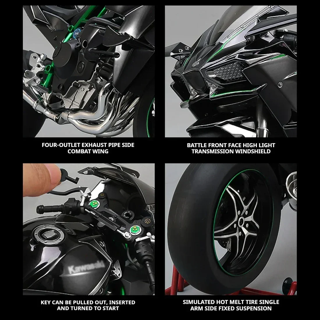 1:6 Diecast Kawasaki Ninja H2R Bootable Spray Bike - Image 5