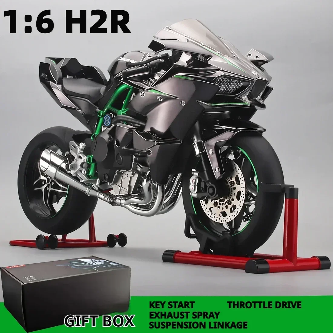 1:6 Diecast Kawasaki Ninja H2R Bootable Spray Bike - Image 6
