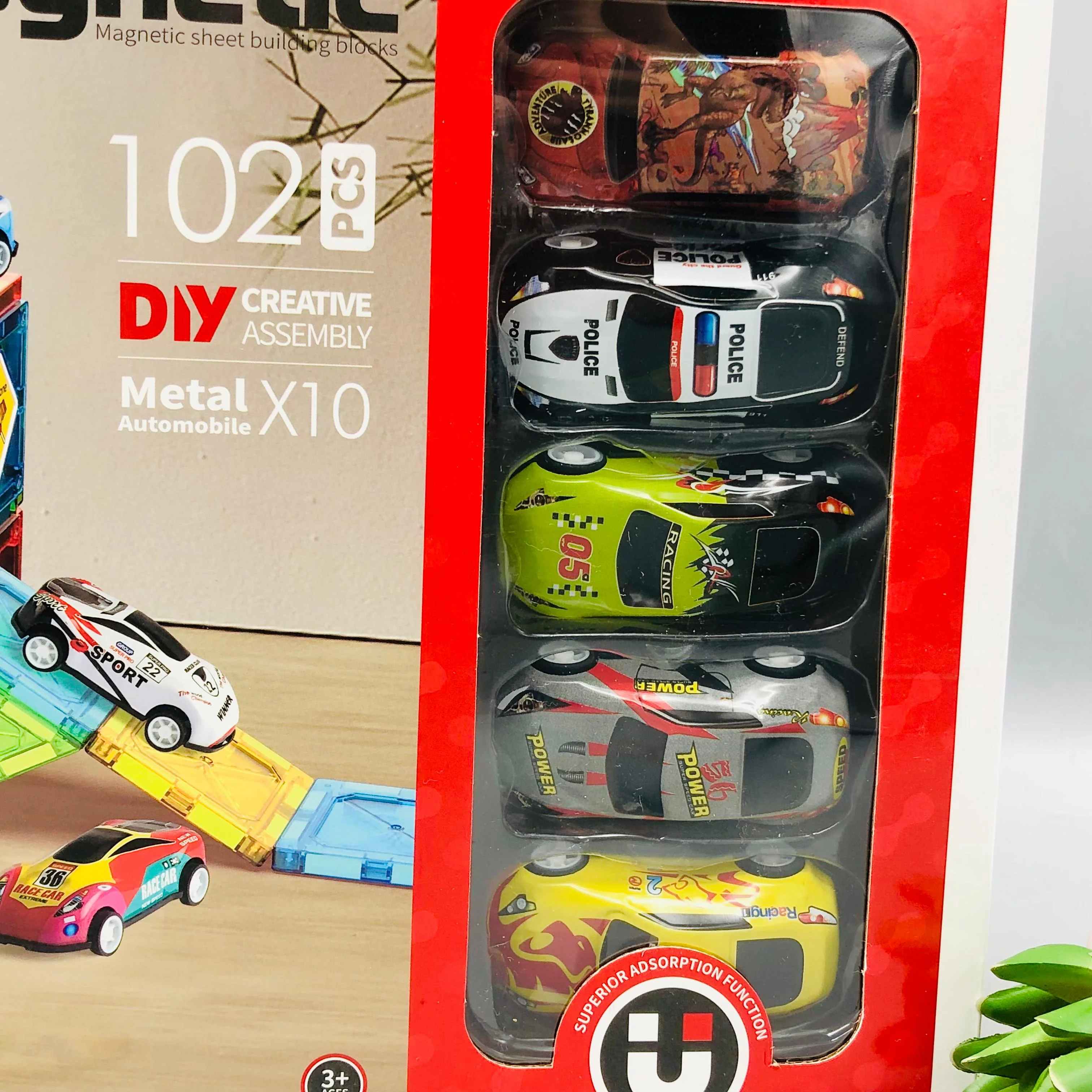 102Pcs DIY Magnetic Tiles Building Blocks With 10Pcs Car - Image 4