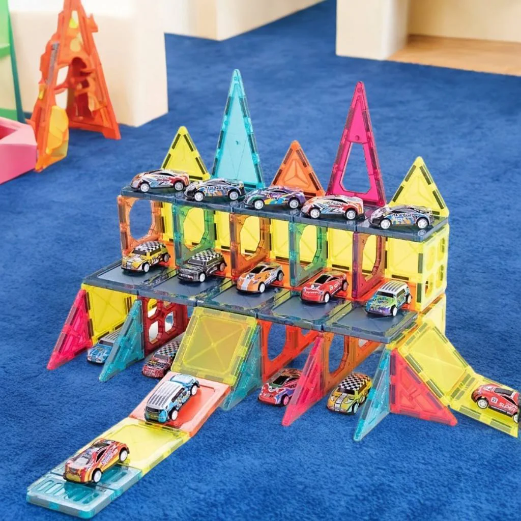 102Pcs DIY Magnetic Tiles Building Blocks With 10Pcs Car - Image 8