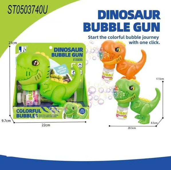 12 Holes Battery Operated Dinosaur Colorful Bubble Gun - Image 8