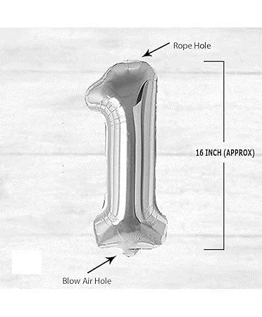 16" Silver Number 1 Foil Balloon - 10Pcs - Image 3