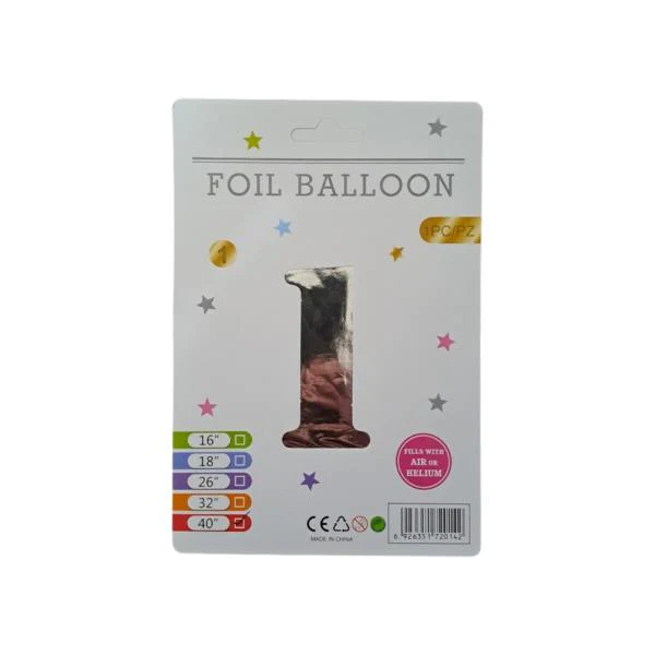 16" Silver Number 1 Foil Balloon - 10Pcs - Image 4