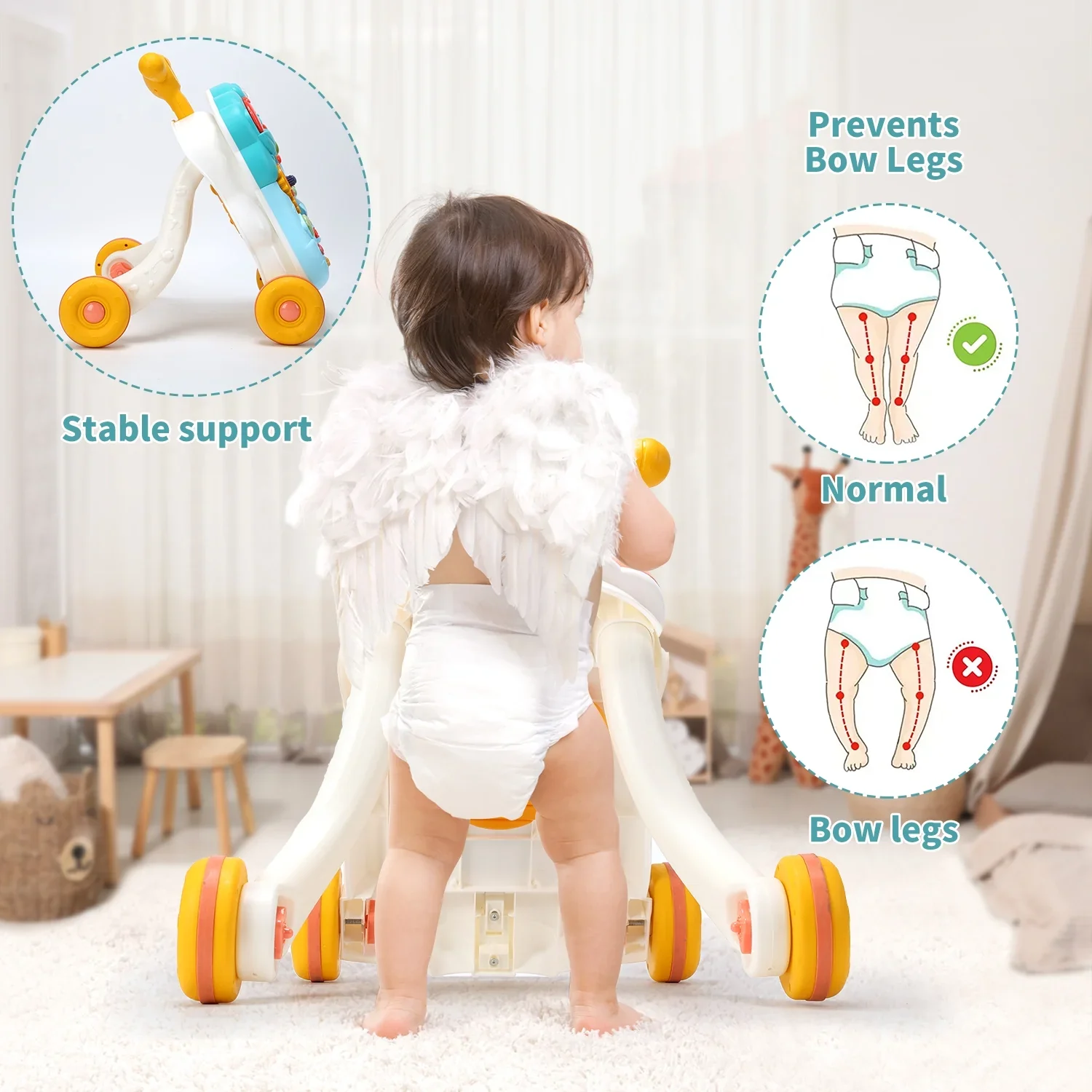2in1 Baby Musical Walker & Activity Table - Red - Image 4