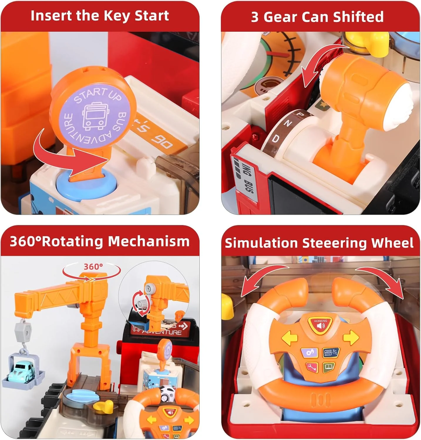 2in1 Deform Double Decker Bus Adventure Track - Red - Image 4