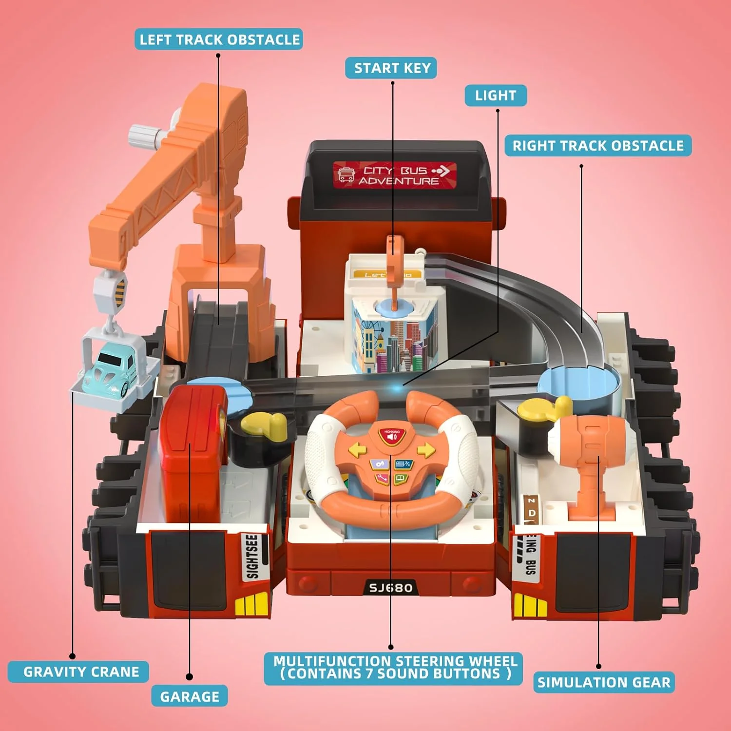 2in1 Deform Double Decker Bus Adventure Track - Red - Image 7