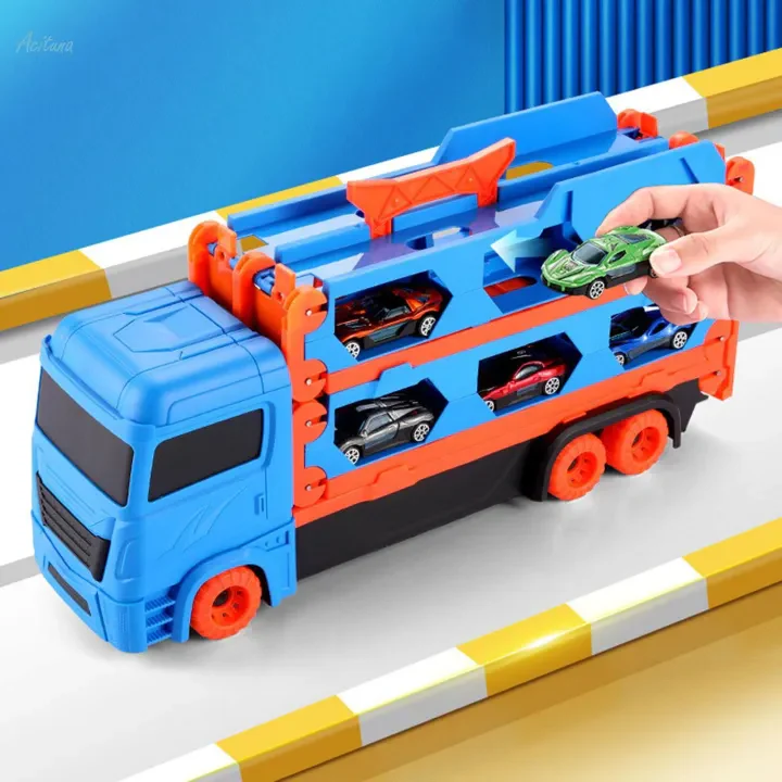 2in1 Kids Ejection Foldable Truck Track Set - 6Pcs Cars - Image 2