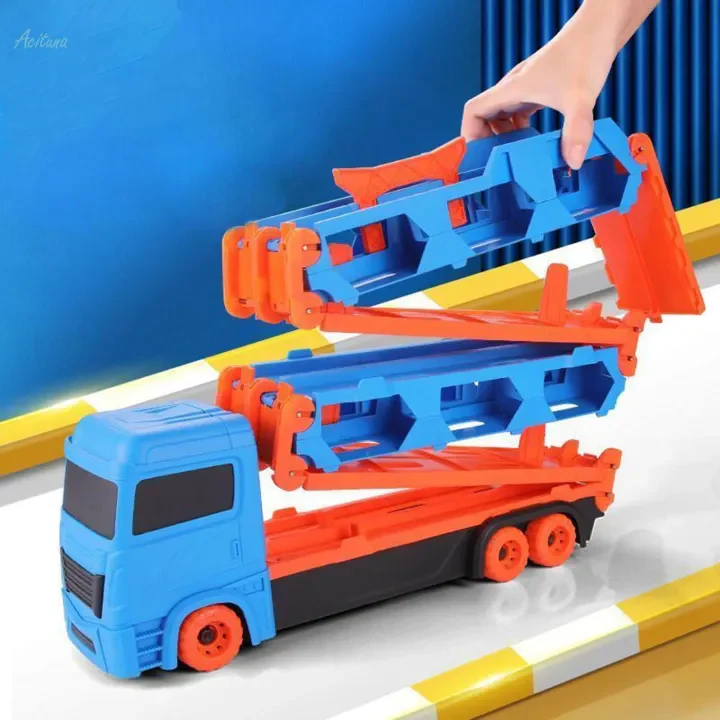 2in1 Kids Ejection Foldable Truck Track Set - 6Pcs Cars - Image 7