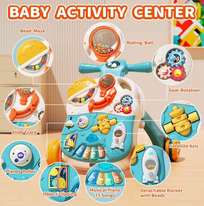 3in1 Baby Musical Walker & Activity Table - Blue - Image 2