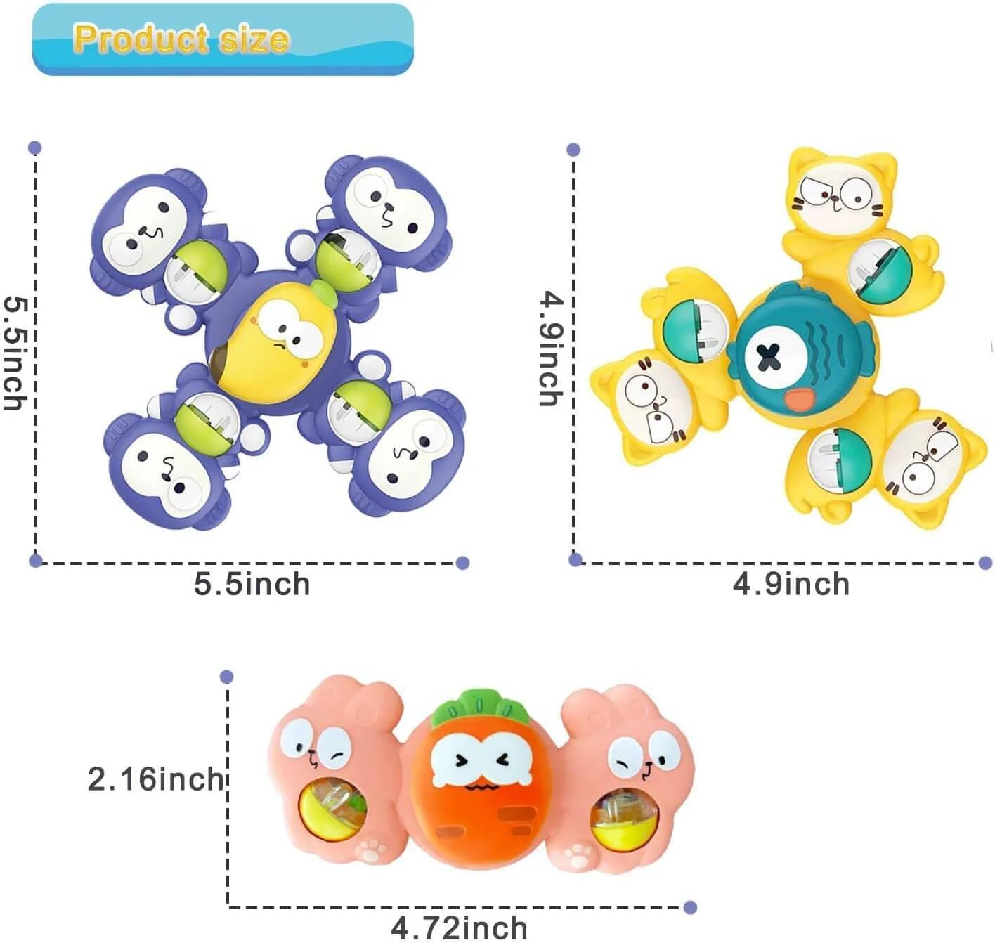 3Pcs Animal Shape Baby Spinning Rattles - Image 7