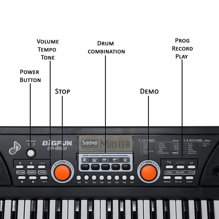 49 Keys BigFun Electronic Keyboard With Microphone - Image 6