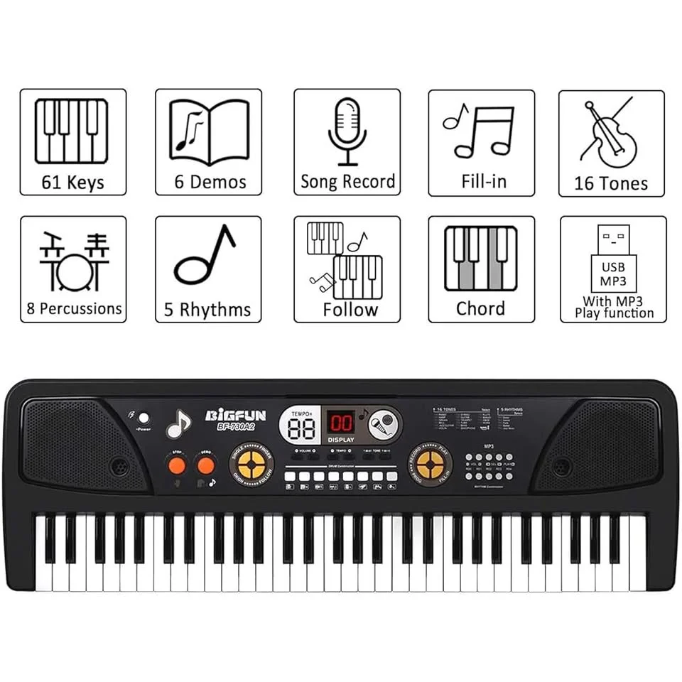61 Keys BigFun Electronic Keyboard Piano With Mic - Image 8