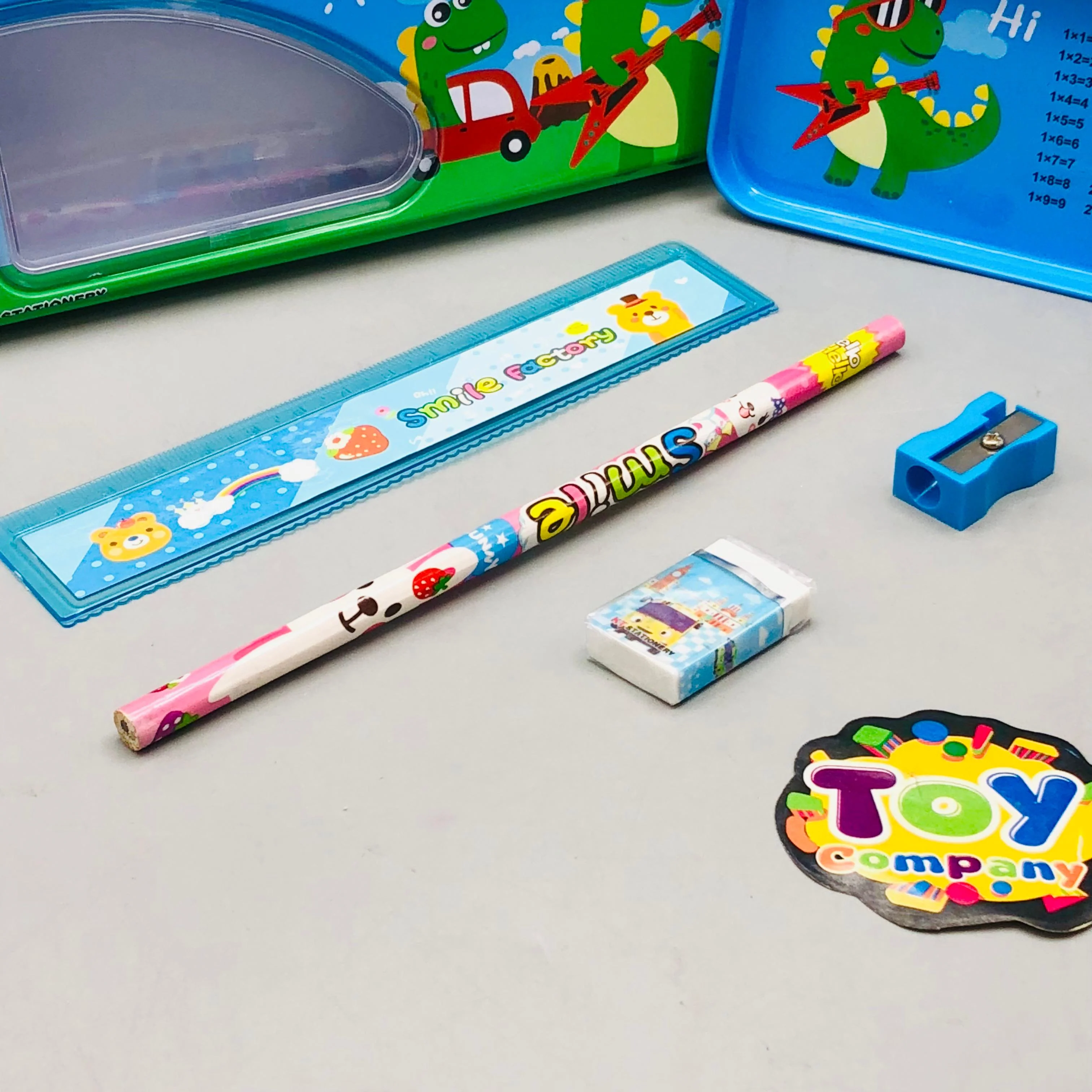 6Pcs Mini Dinosaur Themed Tin Geometry Box - Image 3