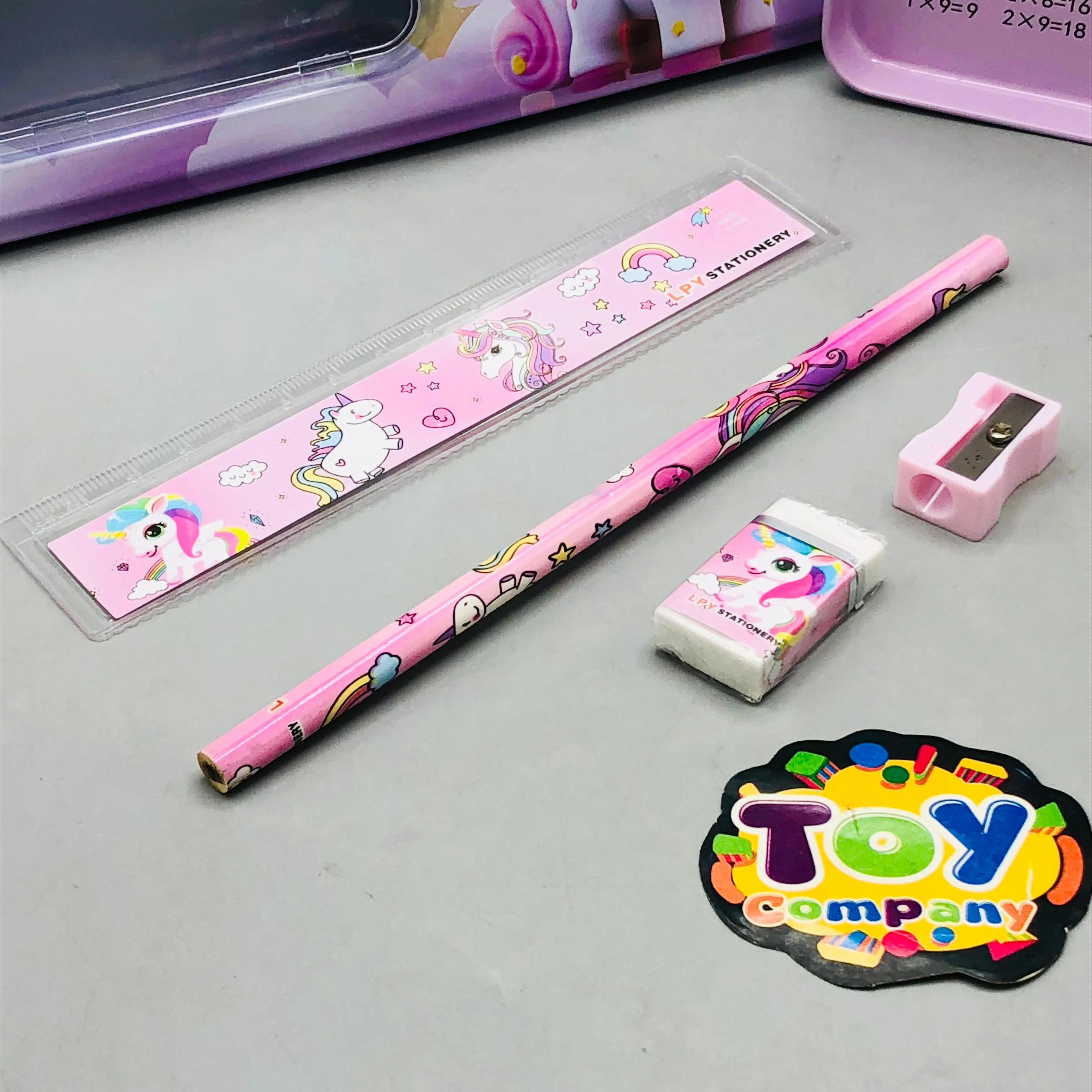 6Pcs Unicorn Themed Tin Geometry Box - Image 3