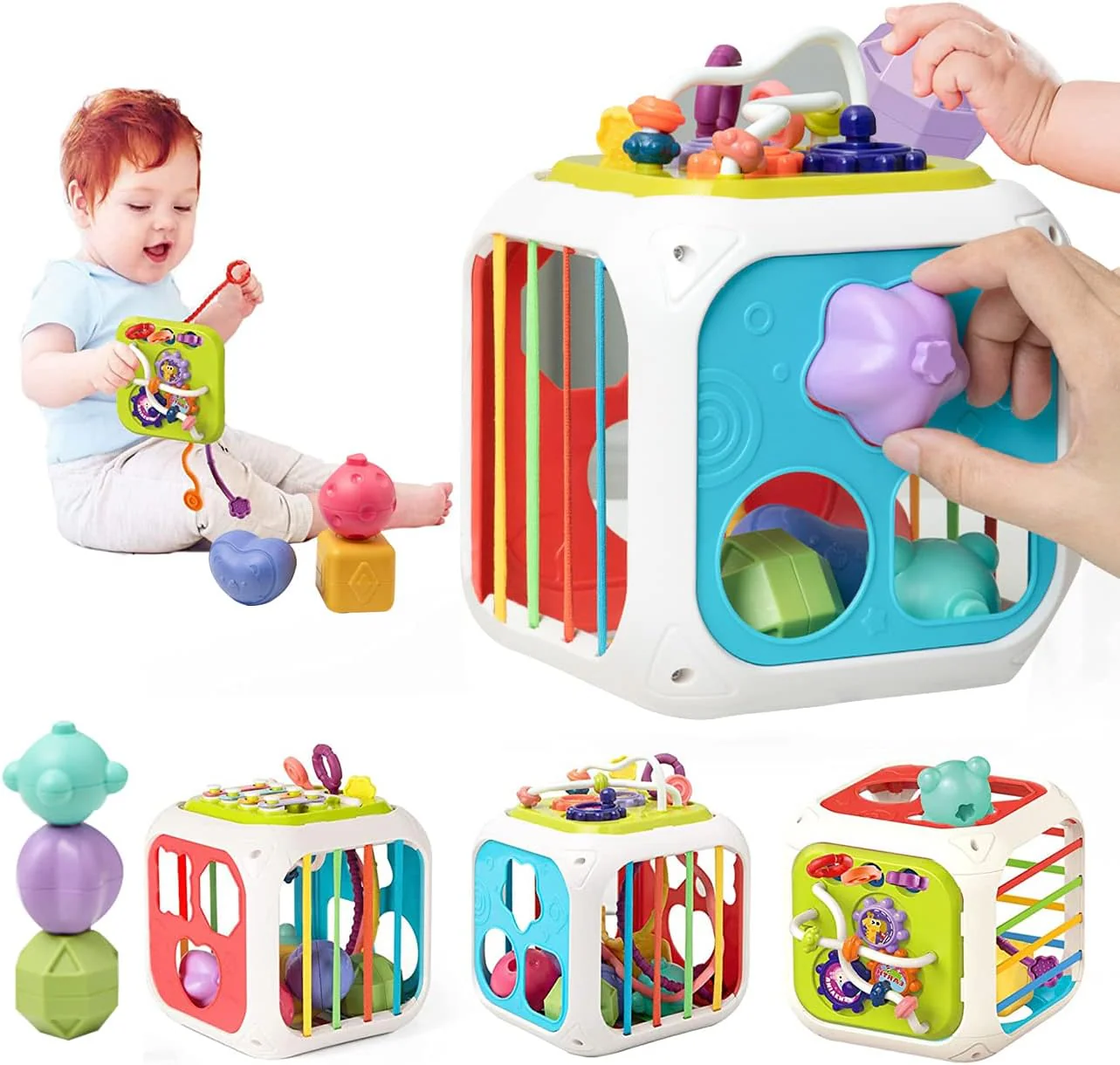 7in1 Montessori Shape Sorting Cube Toy - Image 14