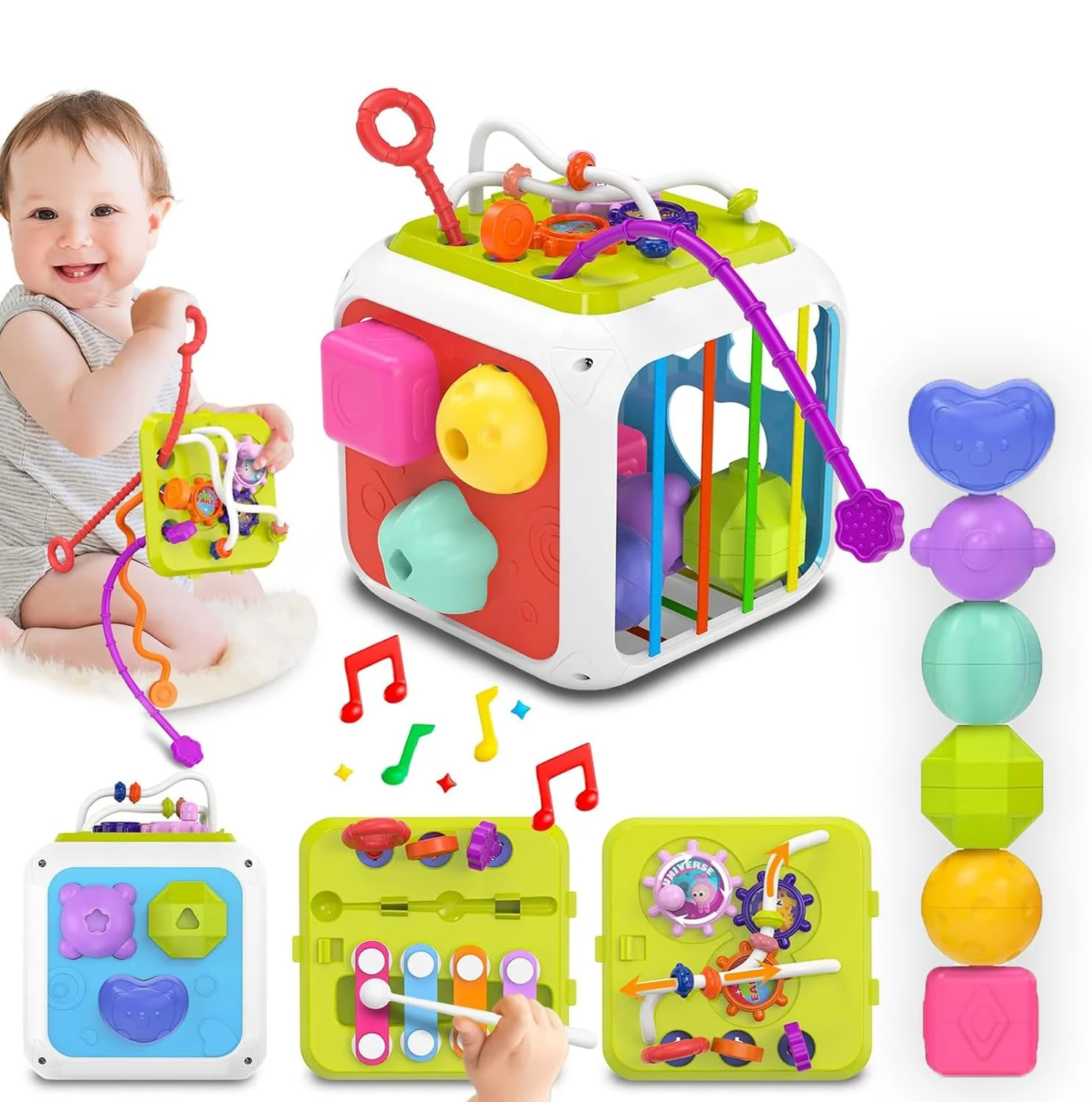 7in1 Montessori Shape Sorting Cube Toy - Image 17