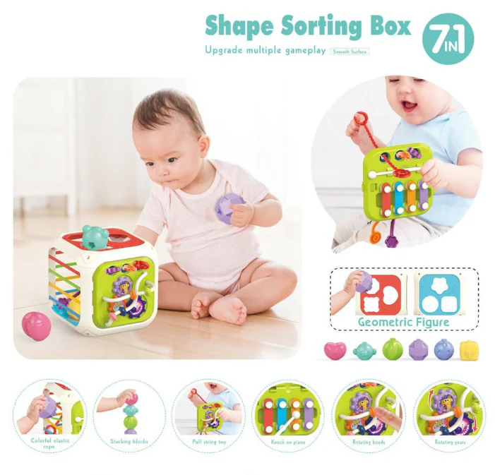 7in1 Montessori Shape Sorting Cube Toy - Image 22