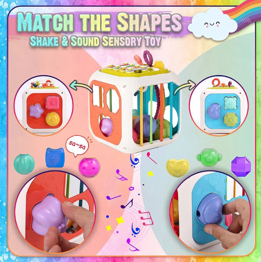 7in1 Montessori Shape Sorting Cube Toy - Image 24