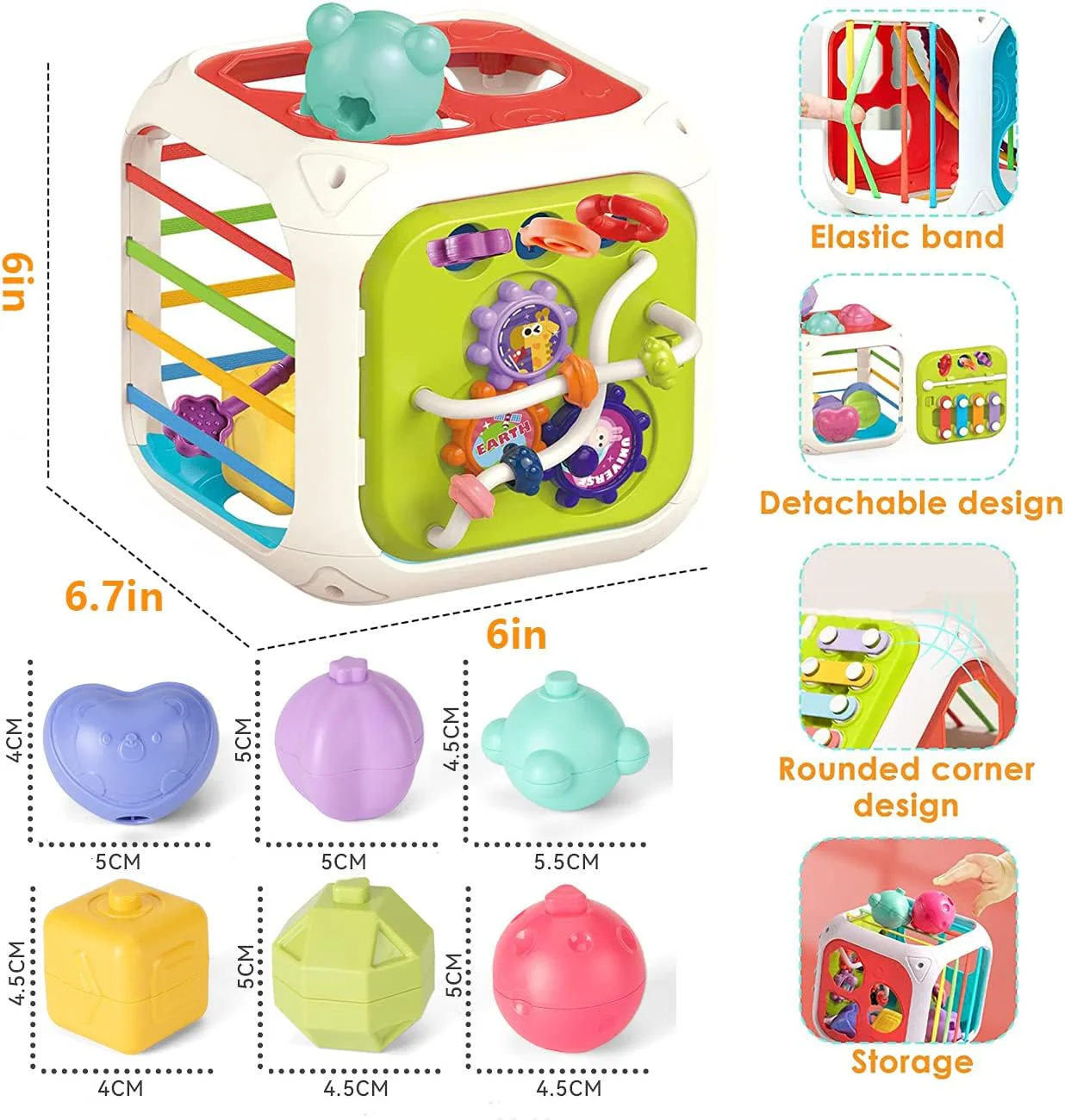 7in1 Montessori Shape Sorting Cube Toy - Image 3