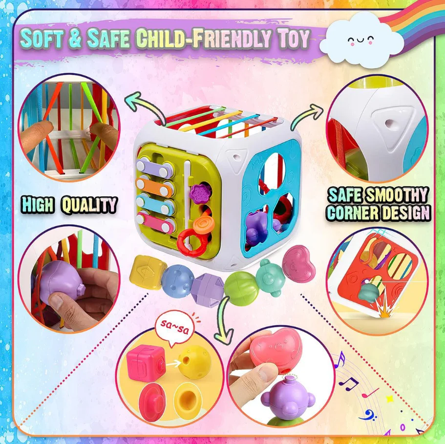 7in1 Montessori Shape Sorting Cube Toy - Image 7