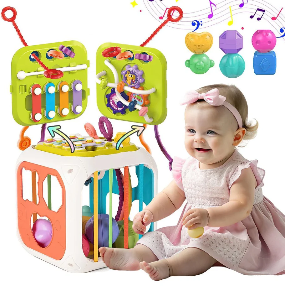7in1 Montessori Shape Sorting Cube Toy - Image 9