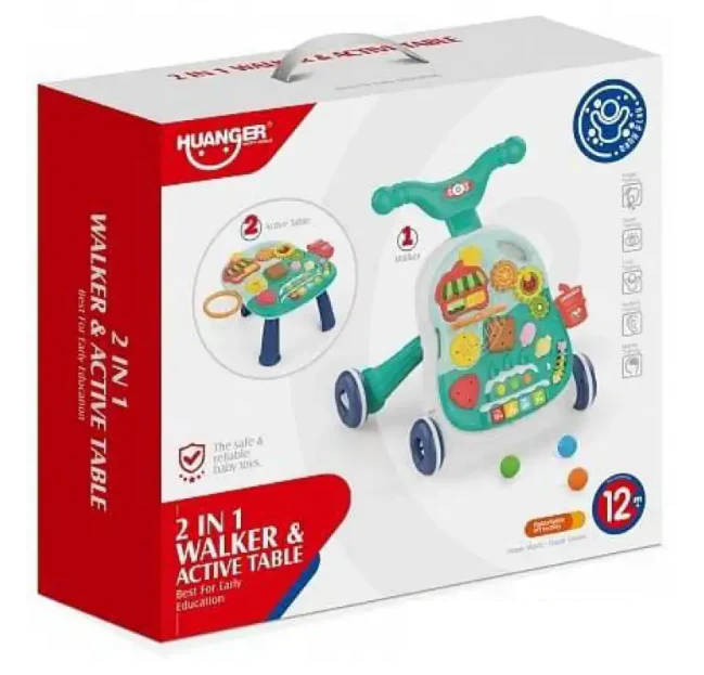 Huanger 2in1 Baby Musical Walker & Activity Table - Green - Image 15