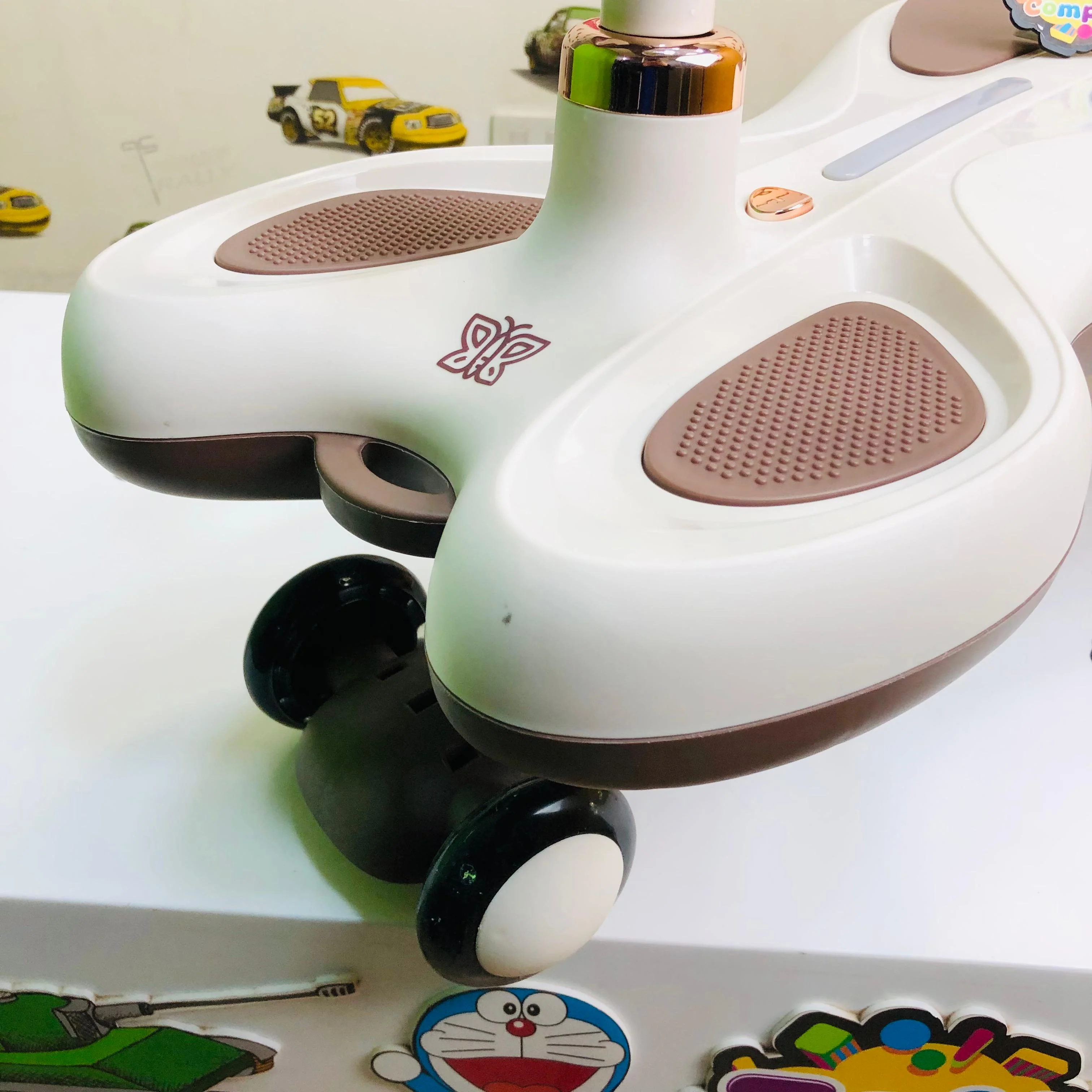 Kids Butterfly Ride-on Auto Walker Twist Car - Coffee - Image 4
