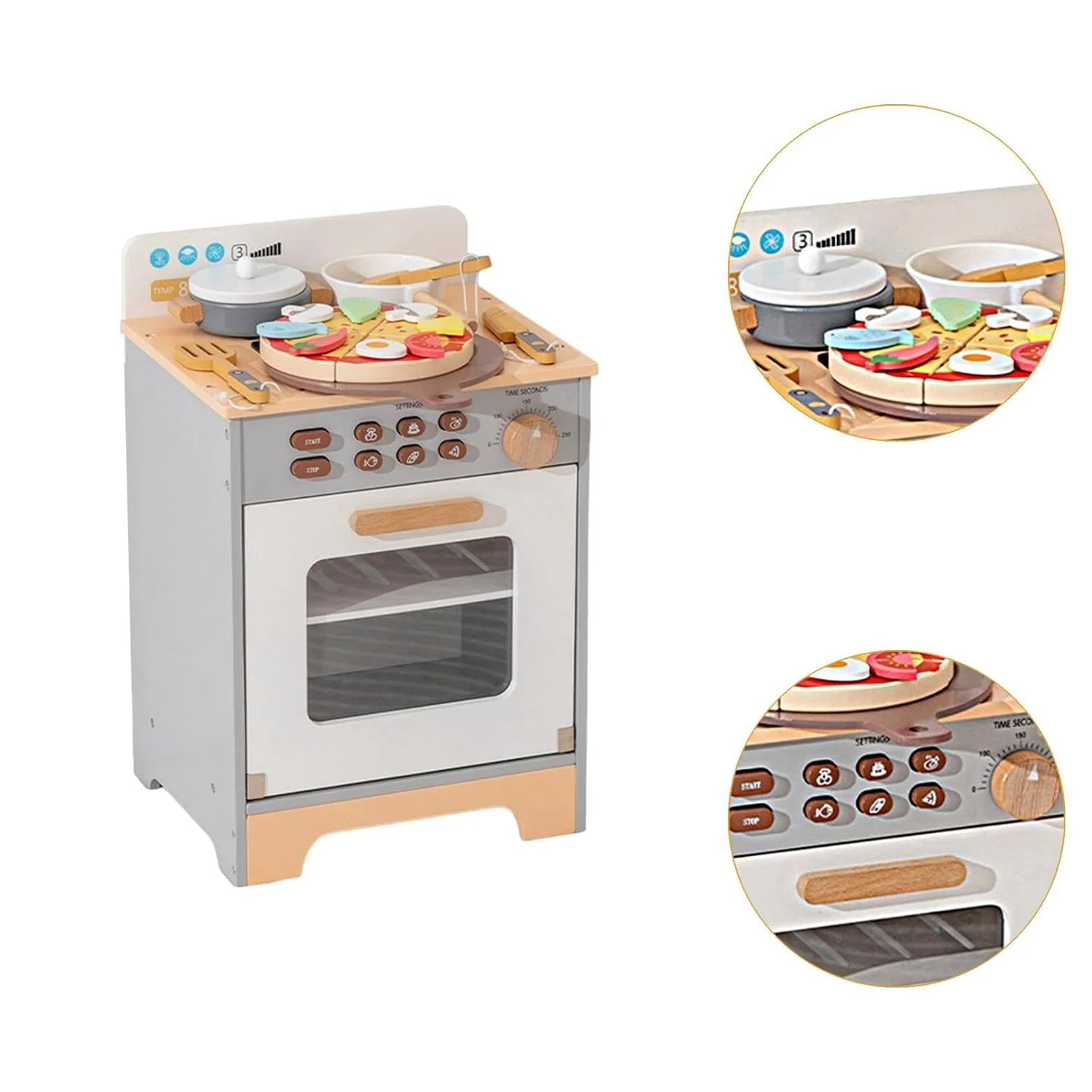 Mini Wooden Pretend Cooking & Baking Kitchen Set - Image 3
