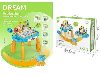 Multi-functional Kids Projection Painting Table With Stool - Image 7