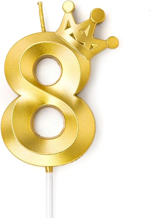 Number 8 Crown Designed Birthday Candle - Image 4