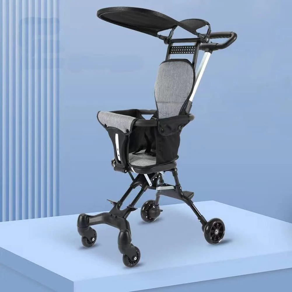 Premium Foldable Buggy Baby Stroller With Sunshade - Black - Image 5