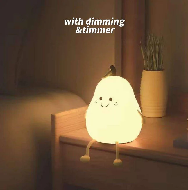 Rechargeable & Touchable Cute Pear Shape Silicon Table Lamp - Image 8