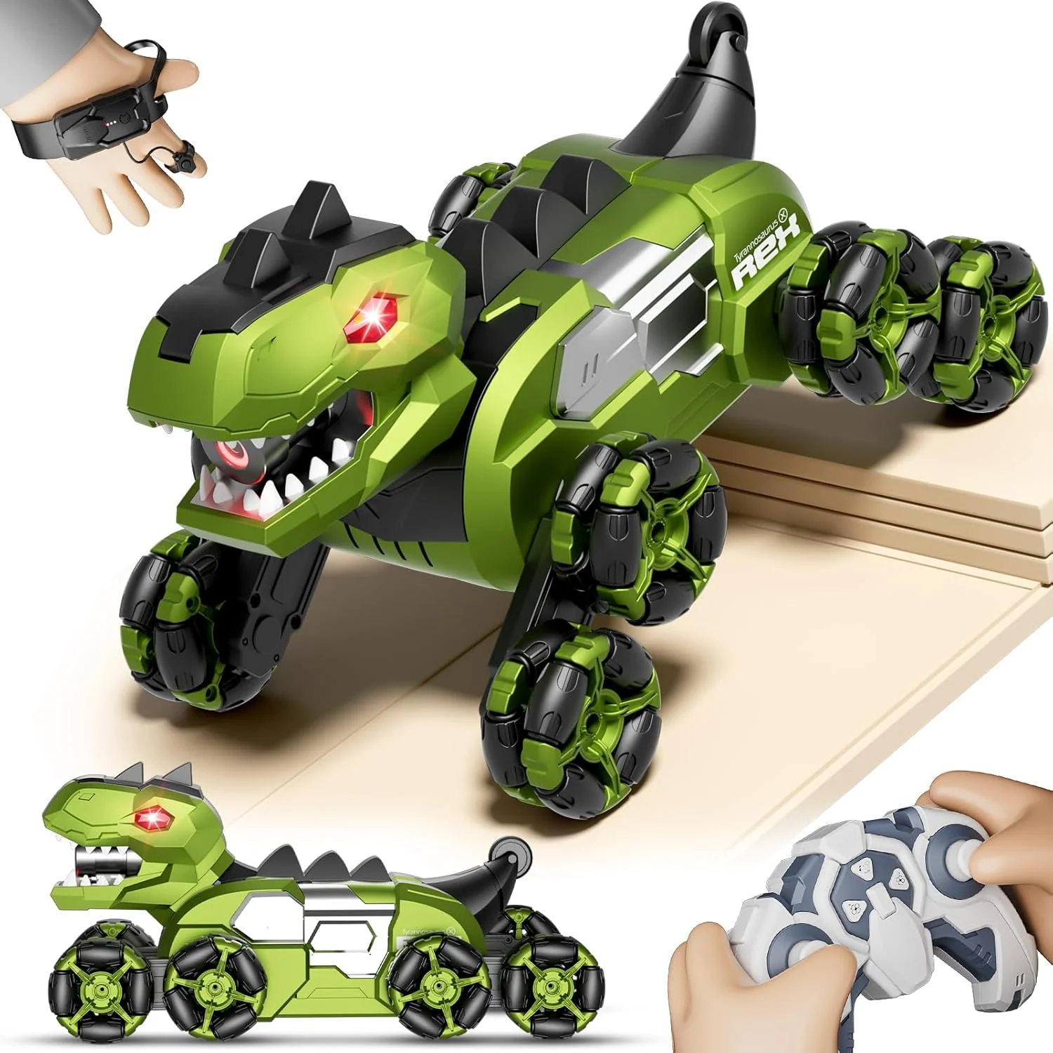 Remote & Gesture Control 8 Wheels Stunt Spray Dinosaur - Image 6
