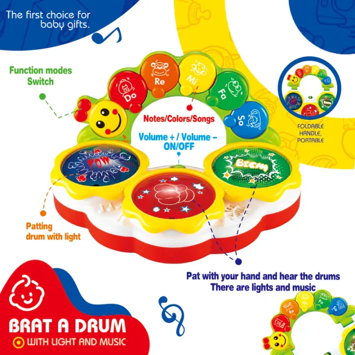 Toddlers Musical Drum With Foldable Handle & Lights - Image 3